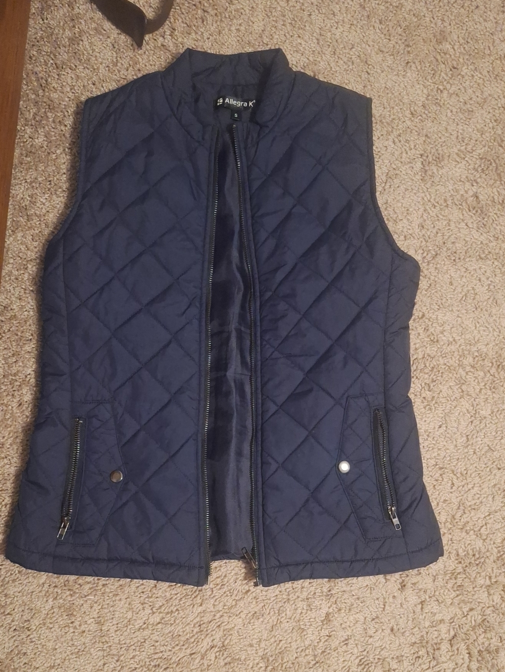 Allegra K Quilted Navy Sleeveless Vest